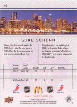 2009-10 Upper Deck McDonald's - Horizons #H9 Luke Schenn Back