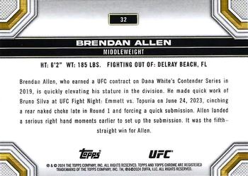 2024 Topps Chrome UFC - Gold Refractor #32 Brendan Allen Back