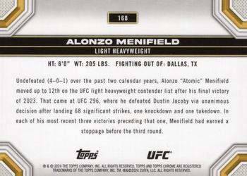 2024 Topps Chrome UFC - Negative #168 Alonzo Menifield Back