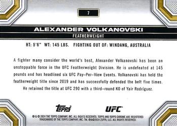 2024 Topps Chrome UFC - Sepia Refractor #7 Alexander Volkanovski Back