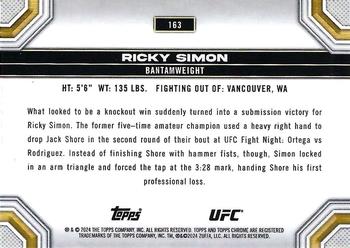 2024 Topps Chrome UFC - Sepia Refractor #163 Ricky Simon Back