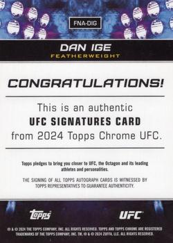 2024 Topps Chrome UFC - UFC Signatures #FNA-DIG Dan Ige Back