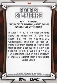 2013 Topps UFC Knockout #100 Georges St-Pierre Back
