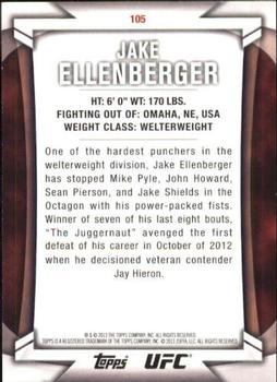 2013 Topps UFC Knockout #105 Jake Ellenberger Back