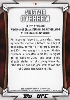 2013 Topps UFC Knockout #117 Alistair Overeem Back