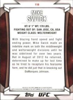 2013 Topps UFC Knockout #118 Mike Swick Back