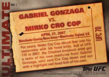 2013 Topps UFC Knockout - Ultimate Knockouts #UKO-1 Gabriel Gonzaga Back