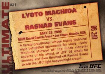 2013 Topps UFC Knockout - Ultimate Knockouts #UKO-2 Lyoto Machida Back