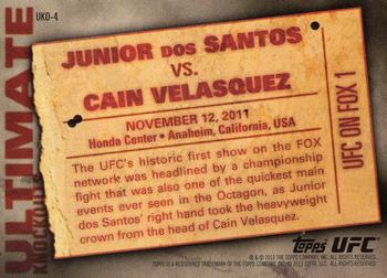 2013 Topps UFC Knockout - Ultimate Knockouts #UKO-4 Junior dos Santos Back