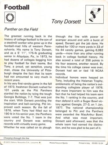 1977-79 Sportscaster Series 10 #10-24 Tony Dorsett Back