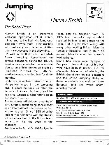 1977-79 Sportscaster Series 28 #28-22 Harvey Smith Back