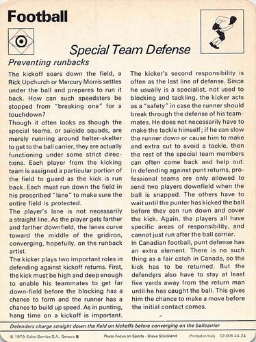 1977-79 Sportscaster Series 44 #44-24 Special Team Defense Back
