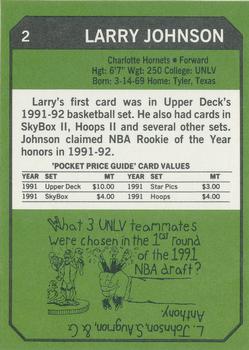 1993 SCD Sports Card Pocket Price Guide #2 Larry Johnson Back