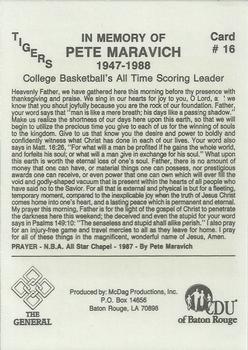1987-88 LSU Tigers #16 Pete Maravich Back