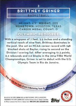 2016 Topps U.S. Olympic & Paralympic Team Hopefuls - Silver #3 Brittney Griner Back
