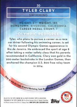 2016 Topps U.S. Olympic & Paralympic Team Hopefuls - Silver #30 Tyler Clary Back