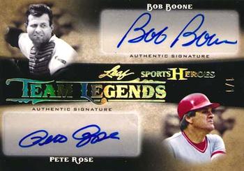 2016 Leaf Sports Heroes - Team Legends Autographs Gold Spectrum #TL-03 Bob Boone / Pete Rose Front