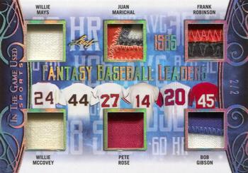2019 Leaf In the Game Used - Fantasy Baseball Leaders 6 Relics Silver #FBL-05 Willie Mays / Willie McCovey / Juan Marichal / Pete Rose / Frank Robinson / Bob Gibson Front