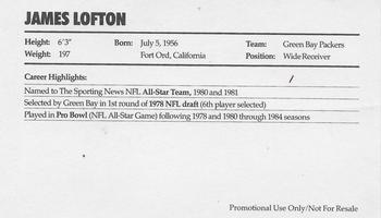 1985 Nike Sports Cards #NNO James Lofton Back