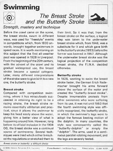 1977-80 Sportscaster Series 16 (UK) #16-09 Breast Stroke / Butterfly Back