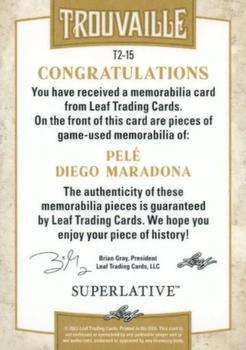2023 Leaf Superlative Sports - Trouvaille 2 Gold Spectrum Holofoil #T2-15 Pelé / Diego Maradona Back