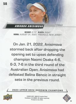 2023 Upper Deck Goodwin Champions - Upper Deck #58 Amanda Anisimova Back