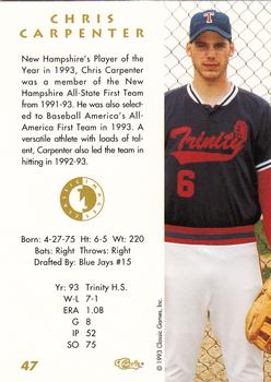1993-94 Classic Images Four Sport #47 Chris Carpenter Back