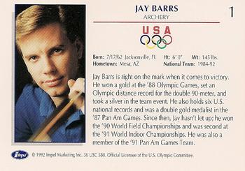 1992 Impel Olympicards: 1992 U.S. Olympic Hopefuls #1 Jay Barrs Back