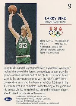 1992 Impel Olympicards: 1992 U.S. Olympic Hopefuls #9 Larry Bird Back