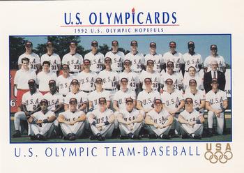 1992 Impel Olympicards: 1992 U.S. Olympic Hopefuls #7 U.S. Olympic Team - Baseball Front