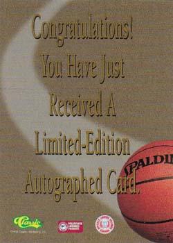 1995-96 Classic Five Sport Signings - Autographs #NNO Ed O'Bannon Back