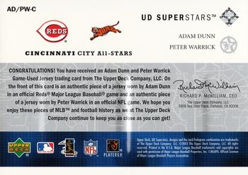 2002-03 UD SuperStars - City All-Stars Dual Jersey #AD/PW-C Adam Dunn / Peter Warrick Back