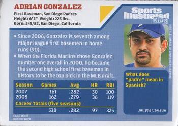 2009 Sports Illustrated for Kids #358 Adrian Gonzalez Back