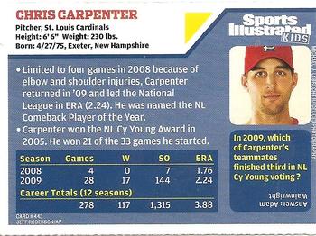 2010 Sports Illustrated for Kids #443 Chris Carpenter Back