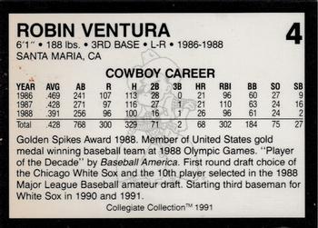 1991 Collegiate Collection Oklahoma State Cowboys #4 Robin Ventura Back