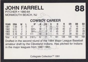 1991 Collegiate Collection Oklahoma State Cowboys #88 John Farrell Back