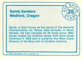 1988 SportStars Air Show Stars #35 Sandy Sanders Back