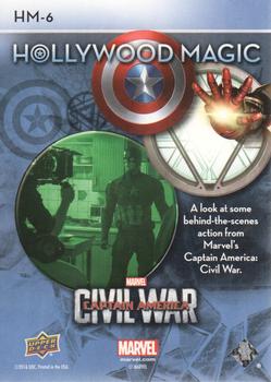 2016 Upper Deck Captain America Civil War - Hollywood Magic #HM-6 Behind the Scenes Back