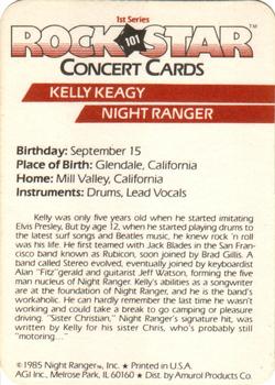 1985 AGI Rock Star #101 Kelly Keagy / Night Ranger Back