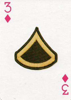 1986 The Military Playing Card Co. U.S. Rank Insignia Playing Cards #3♦ Private First Class Front