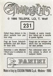 1986 Panini Thundercats Stickers #3 Sticker 3 Back