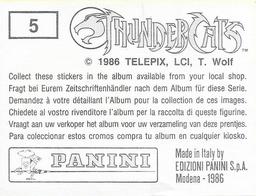 1986 Panini Thundercats Stickers #5 Sticker 5 Back