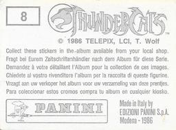 1986 Panini Thundercats Stickers #8 Sticker 8 Back