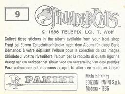 1986 Panini Thundercats Stickers #9 Sticker 9 Back