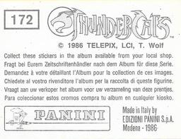 1986 Panini Thundercats Stickers #172 Sticker 172 Back