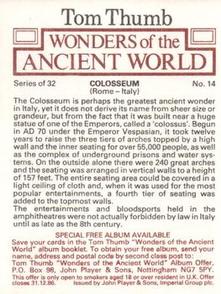 1984 Player's Tom Thumb Wonders of the Ancient World #14 Colosseum Back