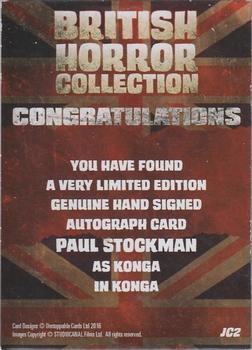 2017 Unstoppable British Horror Collection - Autographs (2016 Previews) #JC2 Paul Stockman Back