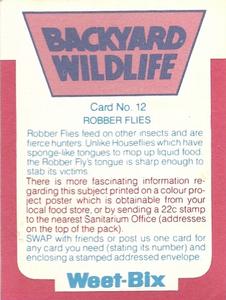 1981 Weet-Bix Backyard Wildlife #12 Robber Flies Back