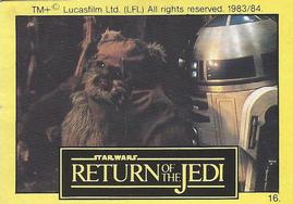 1983 Monty Fabrieken Return of the Jedi Mini Cards #16 Wicket / R2-D2 Front