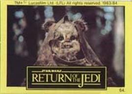 1983 Monty Fabrieken Return of the Jedi Mini Cards #64 Ewok Front